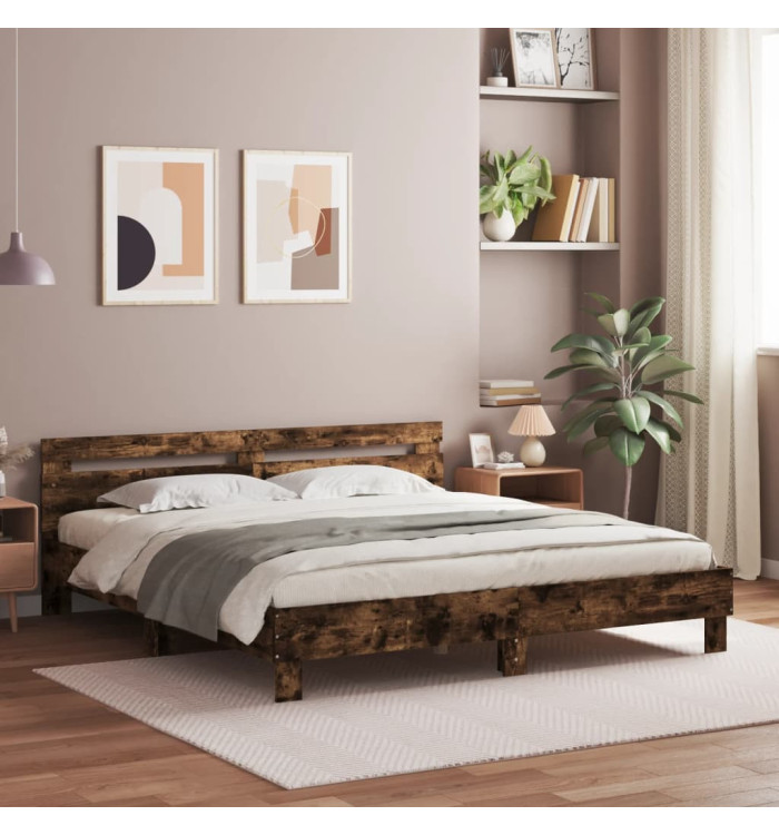 Cadre de lit sans matelas chêne fumé 160x200 cm | Mobilier & Déco