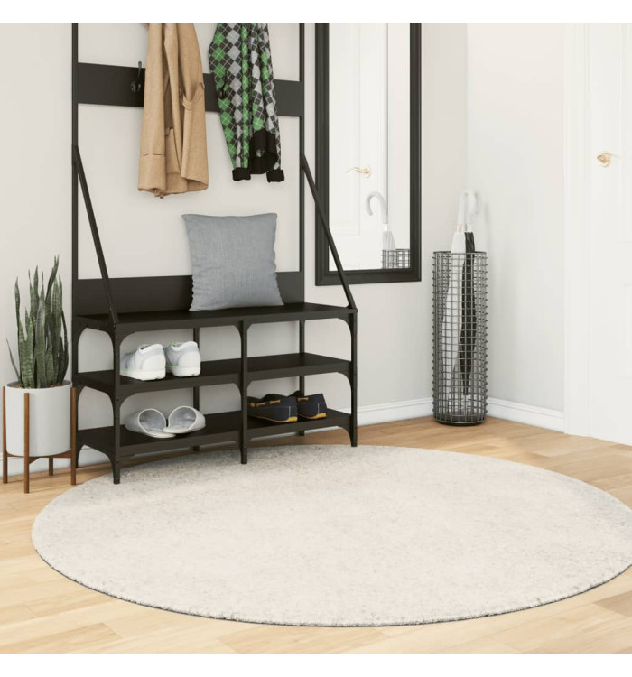 Tapis ISTAN à poils longs aspect brillant crème Ø 120 cm | Mobilier & Déco