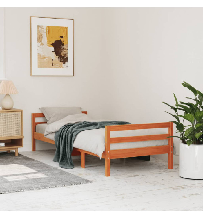 Cadre de lit sans matelas cire marron 90x190 cm bois pin massif | Mobilier & Déco