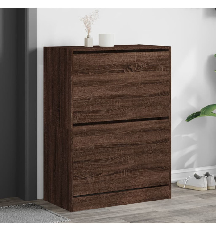 Armoire à chaussures 2 tiroirs rabattables chêne marron | Mobilier & Déco
