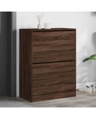 Armoire à chaussures 2 tiroirs rabattables chêne marron | Mobilier & Déco