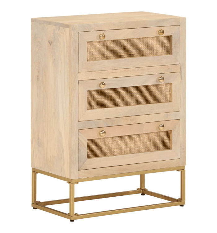 Commode 55x30x76 cm bois massif de manguier et fer | Mobilier & Déco