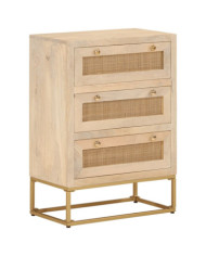 Commode 55x30x76 cm bois massif de manguier et fer | Mobilier & Déco