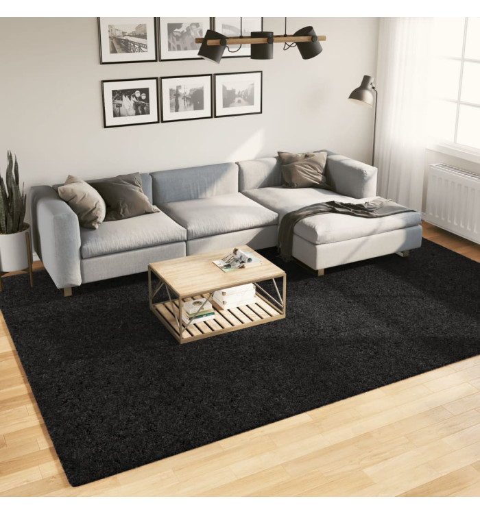 Tapis shaggy PAMPLONA poils longs moderne noir 240x340 cm | Mobilier & Déco