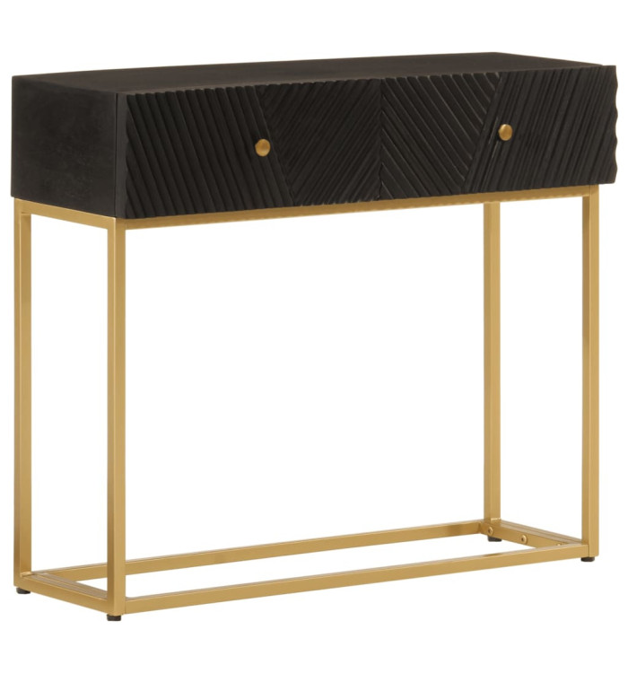 Table console noir 90x30x76 cm bois massif de manguier et fer | Mobilier & Déco