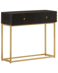 Table console noir 90x30x76 cm bois massif de manguier et fer | Mobilier & Déco