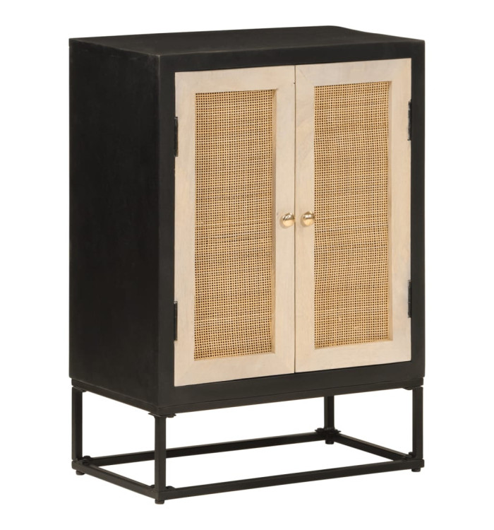 Buffet noir 55x30x76 cm bois massif de manguier et fer | Mobilier & Déco