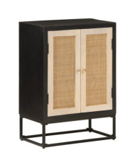 Buffet noir 55x30x76 cm bois massif de manguier et fer | Mobilier & Déco