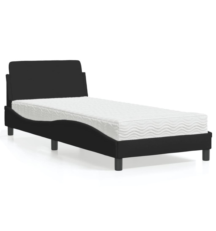 Lit avec matelas noir 80x200 cm tissu | Mobilier & Déco