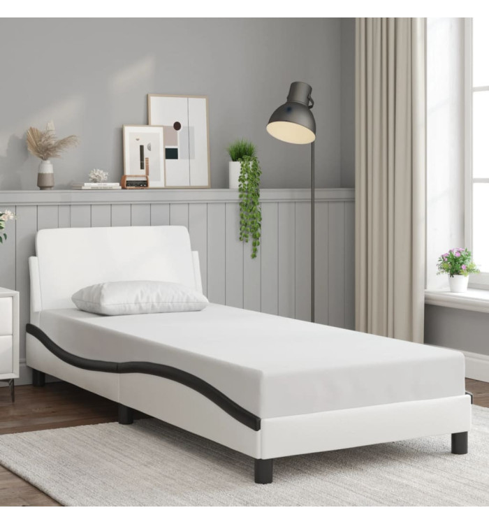 Cadre de lit sans matelas blanc et noir 80x200 cm similicuir | Mobilier & Déco