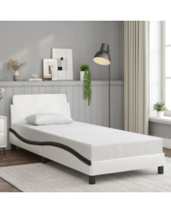Cadre de lit sans matelas blanc et noir 80x200 cm similicuir | Mobilier & Déco