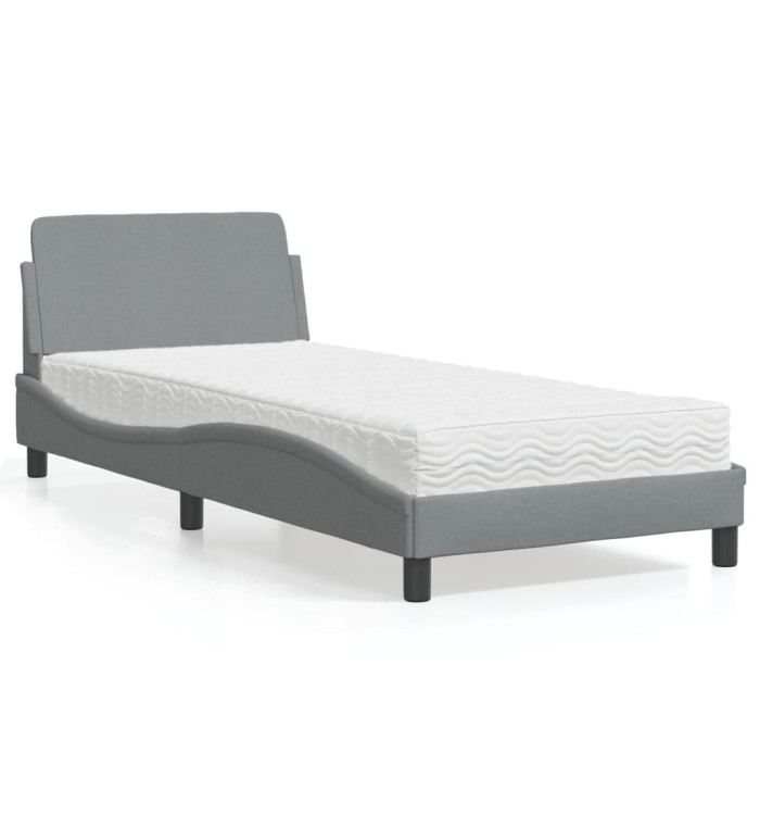 Lit avec matelas gris clair 80x200 cm tissu | Mobilier & Déco