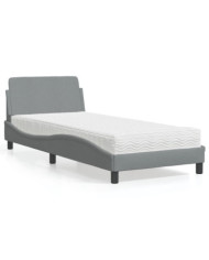Lit avec matelas gris clair 80x200 cm tissu | Mobilier & Déco