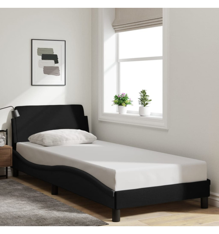 Cadre de lit avec tête de lit sans matelas noir 80x200 cm tissu | Mobilier & Déco