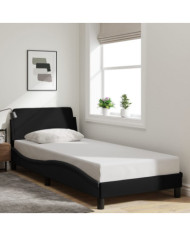 Cadre de lit avec tête de lit sans matelas noir 80x200 cm tissu | Mobilier & Déco