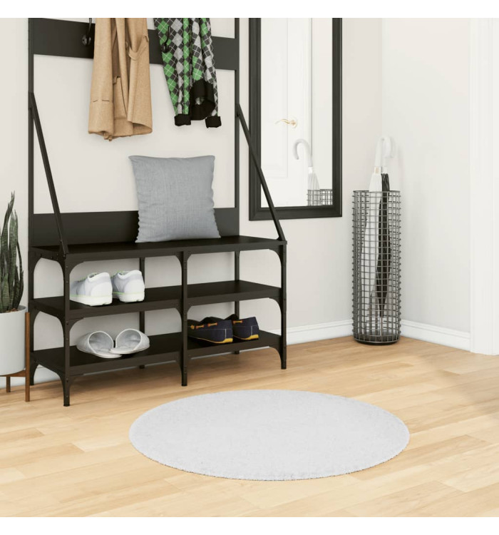 Tapis OVIEDO à poils courts gris Ø 80 cm | Mobilier & Déco