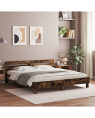 Cadre de lit sans matelas chêne fumé 200x200 cm | Mobilier & Déco