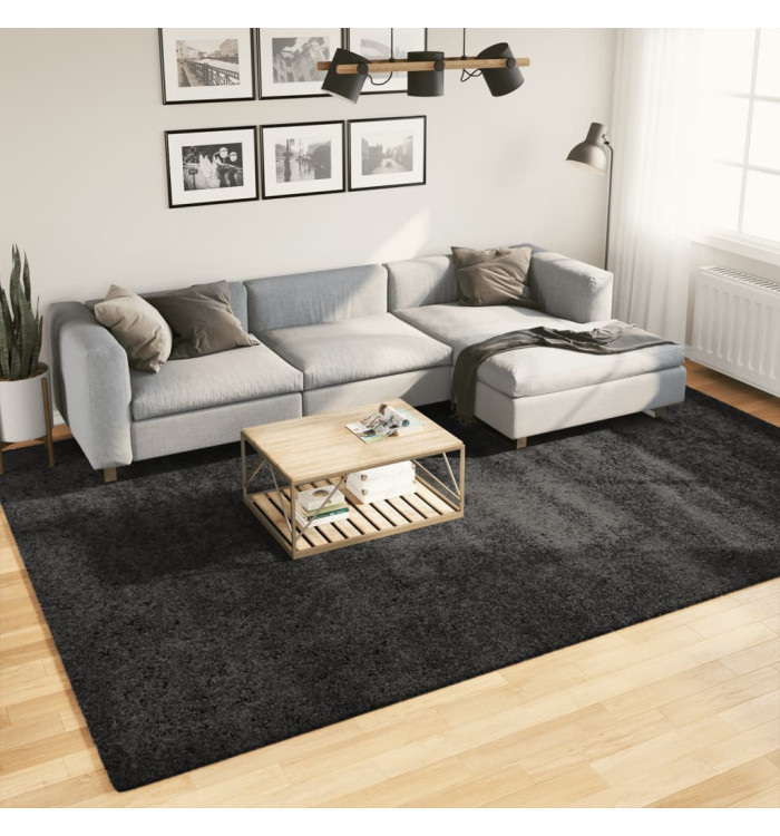 Tapis shaggy PAMPLONA poils longs moderne anthracite 240x340 cm | Mobilier & Déco