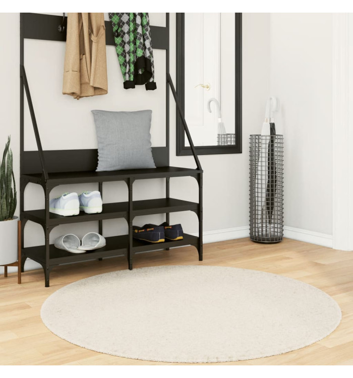 Tapis shaggy PAMPLONA poils longs moderne crème Ø 120 cm | Mobilier & Déco