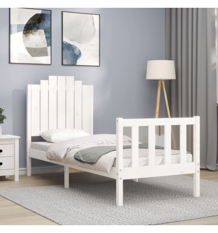 Cadre de lit sans matelas blanc bois de pin massif | Mobilier & Déco