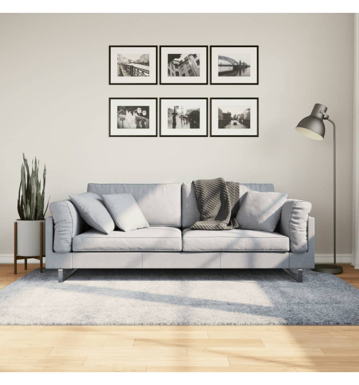 Tapis shaggy PAMPLONA poils longs moderne bleu 140x200 cm | Mobilier & Déco