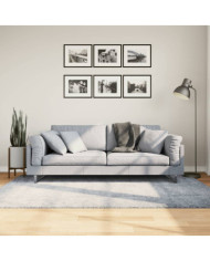 Tapis shaggy PAMPLONA poils longs moderne bleu 140x200 cm | Mobilier & Déco