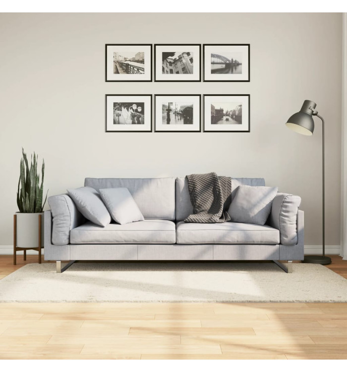 Tapis shaggy PAMPLONA poils longs moderne crème 100x200 cm | Mobilier & Déco