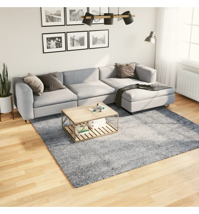 Tapis shaggy PAMPLONA poils longs moderne bleu 240x240 cm | Mobilier & Déco