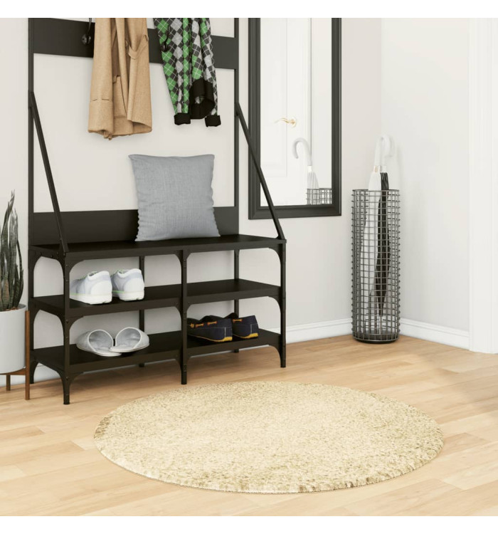 Tapis shaggy PAMPLONA poils longs moderne doré Ø 100 cm | Mobilier & Déco