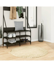 Tapis shaggy PAMPLONA poils longs moderne doré Ø 100 cm | Mobilier & Déco