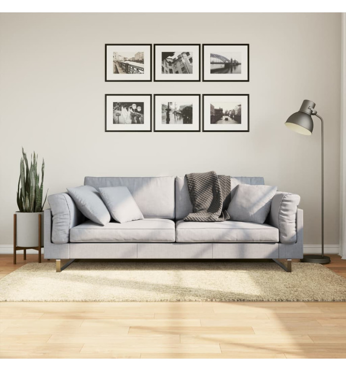 Tapis shaggy PAMPLONA poils longs moderne doré 100x200 cm | Mobilier & Déco