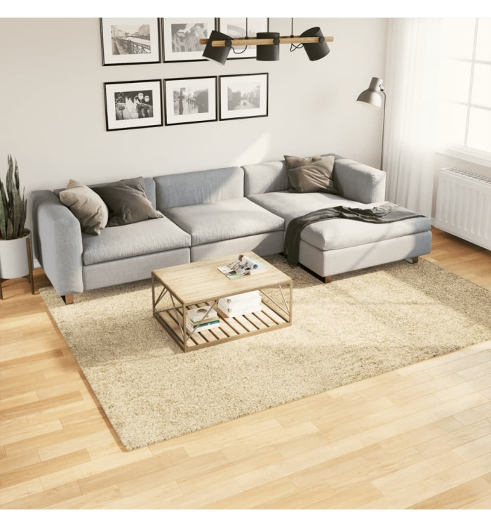 Tapis shaggy PAMPLONA poils longs moderne doré 200x280 cm | Mobilier & Déco