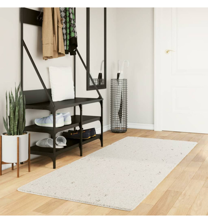 Tapis shaggy PAMPLONA poils longs moderne crème 80x200 cm | Mobilier & Déco