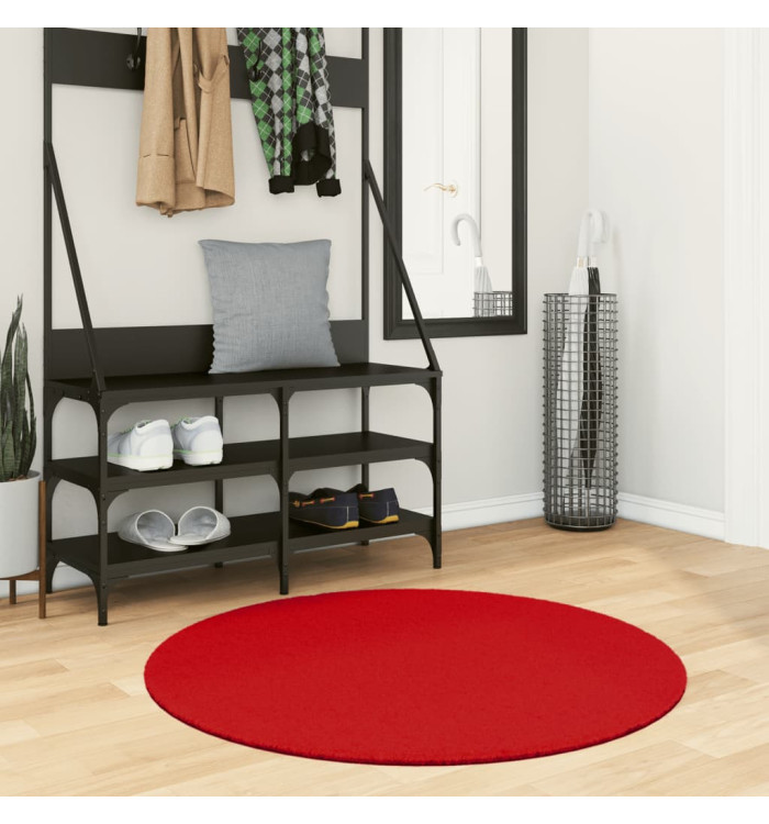 Tapis OVIEDO à poils courts rouge Ø 100 cm | Mobilier & Déco