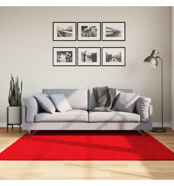 Tapis OVIEDO à poils courts rouge 160x160 cm | Mobilier & Déco