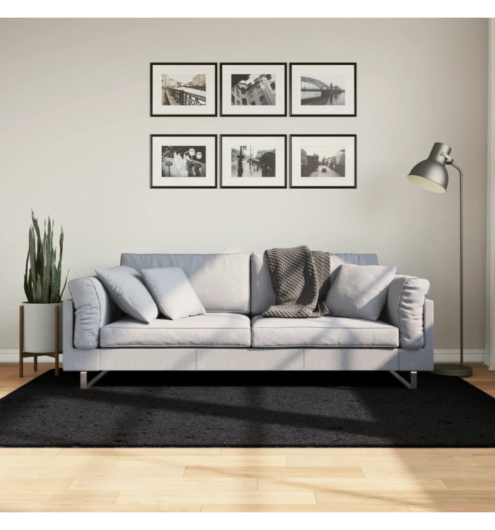 Tapis OVIEDO à poils courts noir 140x200 cm | Mobilier & Déco