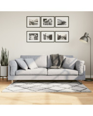 Tapis shaggy à poils longs moderne crème et noir 80x150 cm | Mobilier & Déco