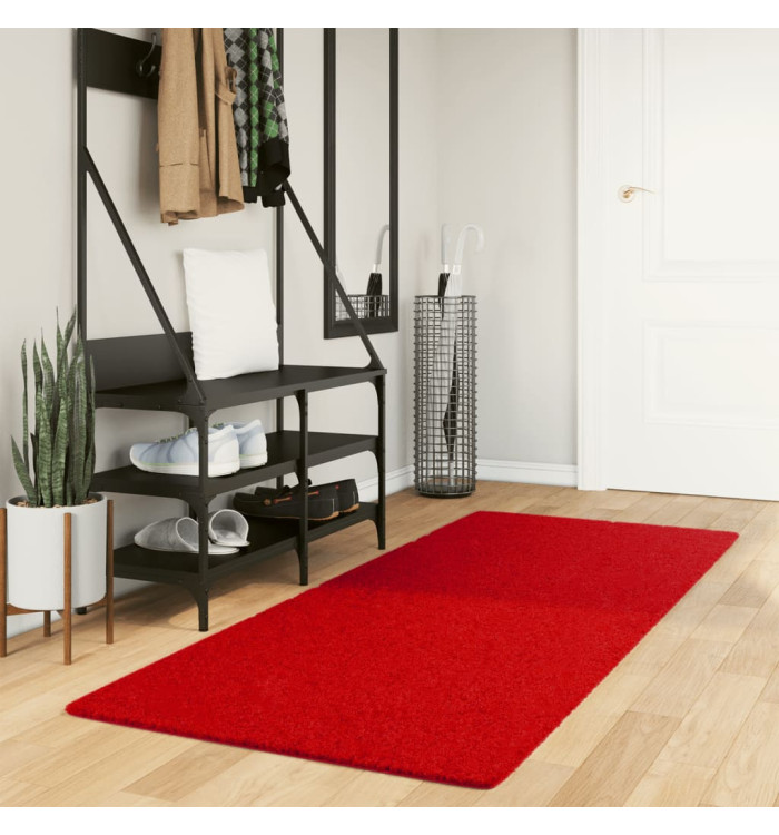 Tapis OVIEDO à poils courts rouge 80x200 cm | Mobilier & Déco