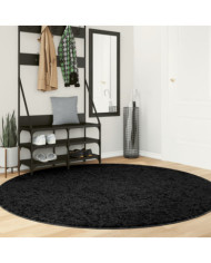 Tapis OVIEDO à poils courts noir Ø 200 cm | Mobilier & Déco