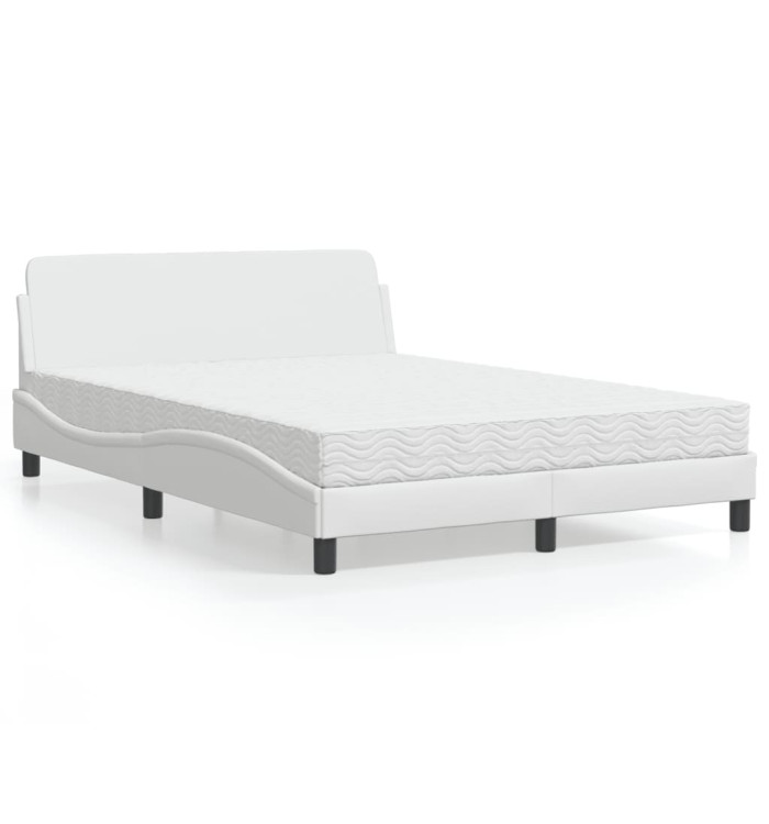 Lit avec matelas blanc 140x200 cm similicuir | Mobilier & Déco