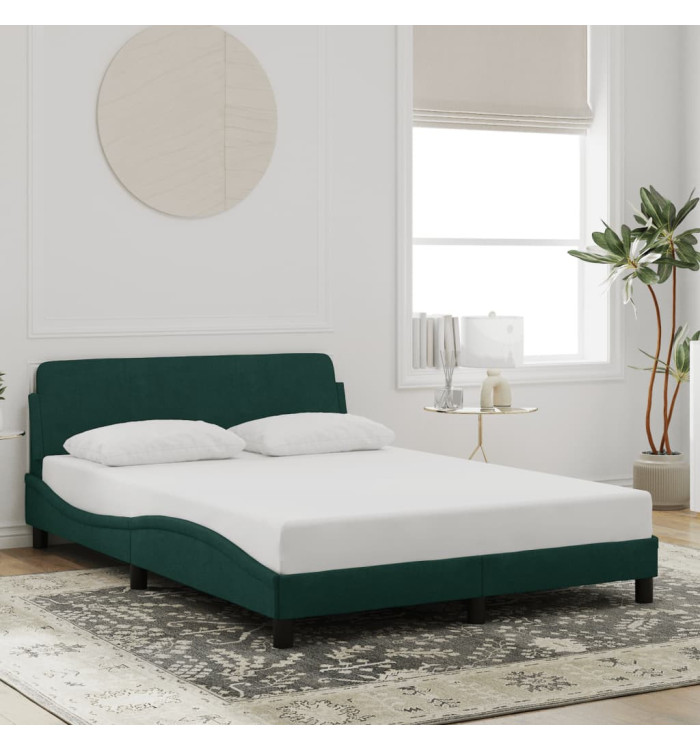 Cadre de lit sans matelas vert foncé 140x200 cm velours | Mobilier & Déco