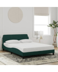 Cadre de lit sans matelas vert foncé 140x200 cm velours | Mobilier & Déco