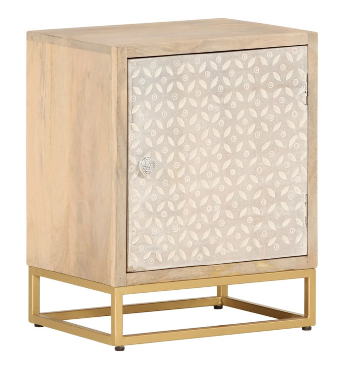 Table de chevet 40x30x50 cm bois massif manguier et fer | Mobilier & Déco