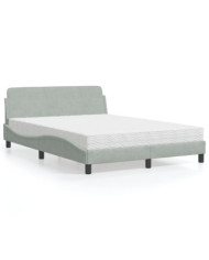 Lit avec matelas gris clair 140x200 cm velours | Mobilier & Déco