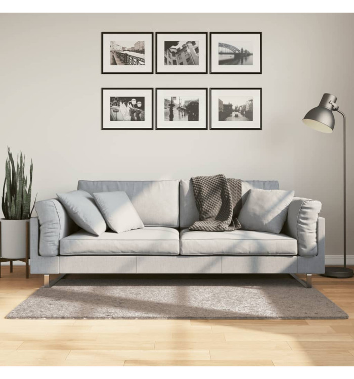 Tapis shaggy PAMPLONA poils longs moderne beige 80x150 cm | Mobilier & Déco
