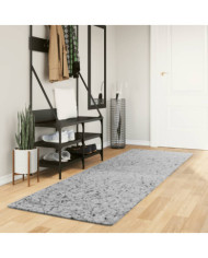 Tapis shaggy PAMPLONA poils longs moderne gris 80x250 cm | Mobilier & Déco