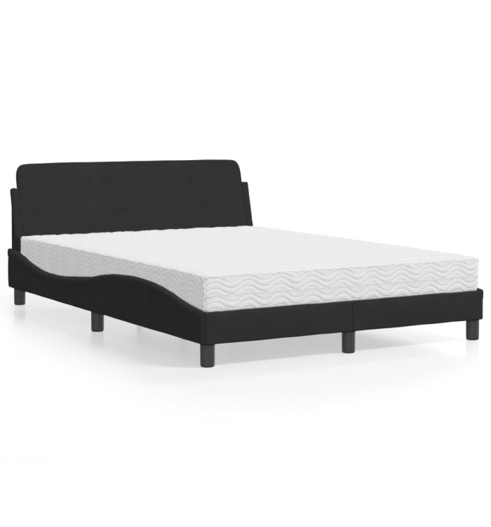 Lit avec matelas noir 140x200 cm velours | Mobilier & Déco