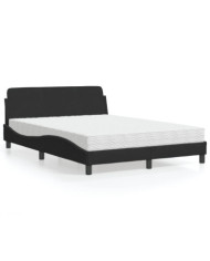 Lit avec matelas noir 140x200 cm velours | Mobilier & Déco