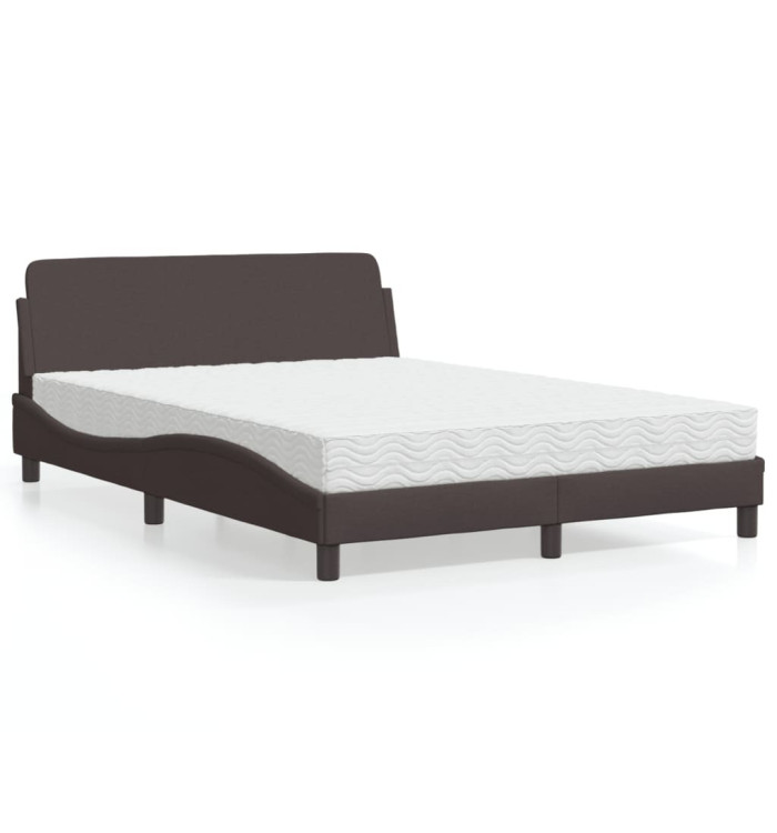 Lit avec matelas marron foncé 140x200 cm tissu | Mobilier & Déco
