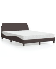 Lit avec matelas marron foncé 140x200 cm tissu | Mobilier & Déco